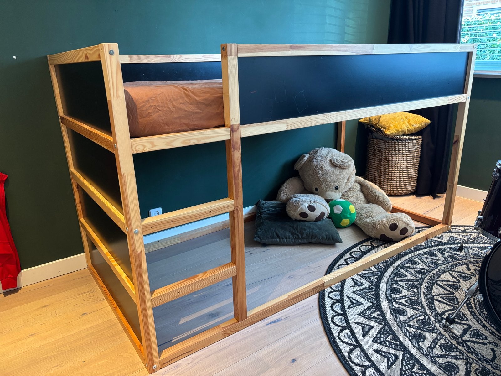Ikea KURA 90x200 zwart/grenen, Ophalen, Gebruikt, 90 cm, Eenpersoons