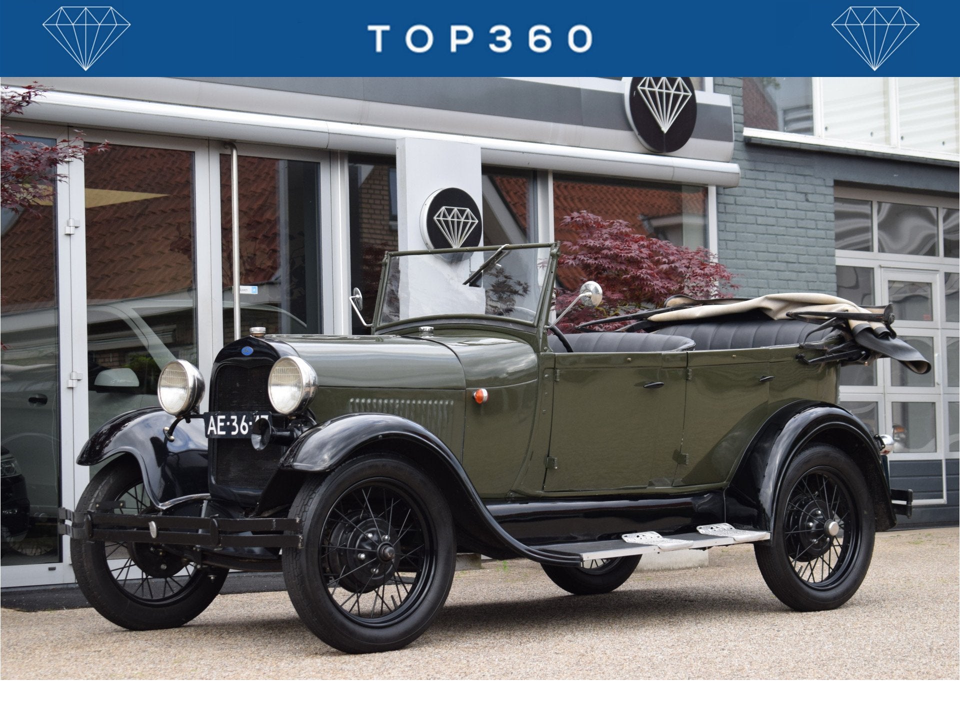 Ford Model A Pheaton 1929 A-Ford 4-deurs cabriolet!, Zwart, Cabriolet, Bedrijf, Handgeschakeld