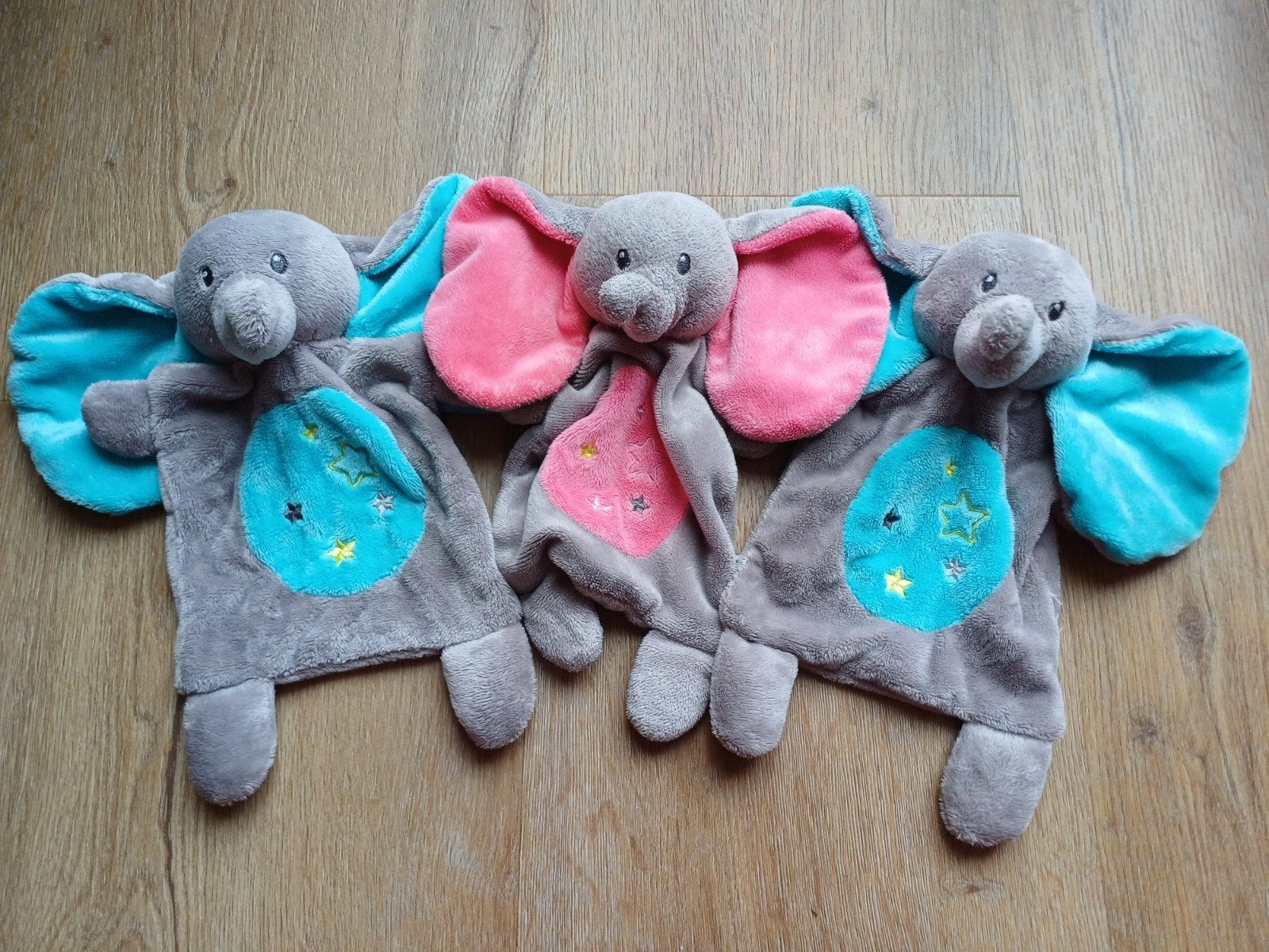 doekje knuffeldoekje olifant nicotoy roze blauw grijs, Ophalen of Verzenden, Zo goed als nieuw