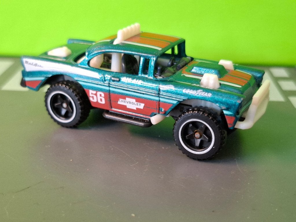 Hotwheels - 1957 Chevrolet Bel Air Big-Air [blauw] 1/60, Ophalen of Verzenden, Auto