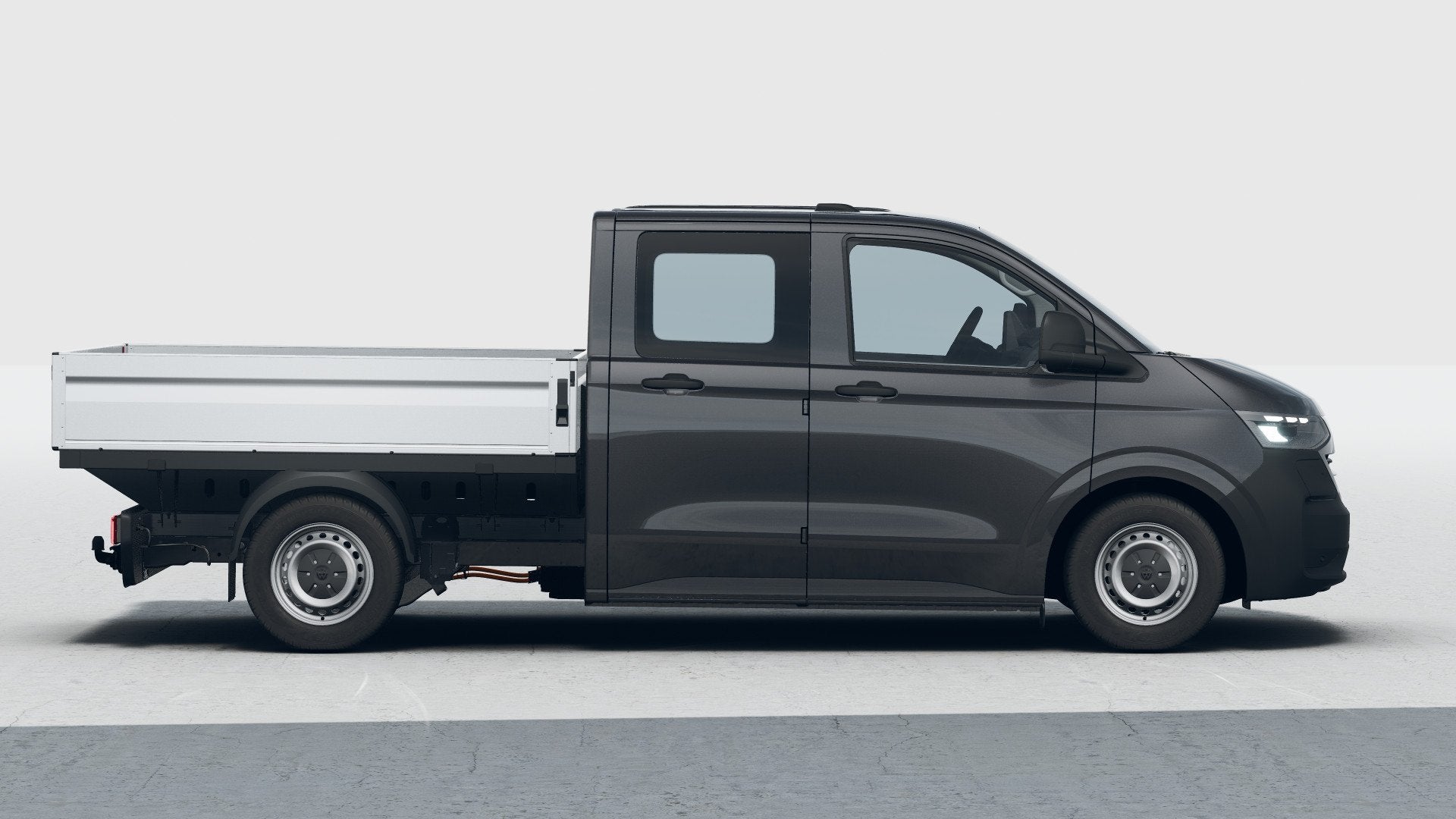 Volkswagen e-Transporter Pick-Up 32 136pk L2H1 100kW 71 kWh, Auto's, Automaat, 12 maanden, Zwart, 2470 kg