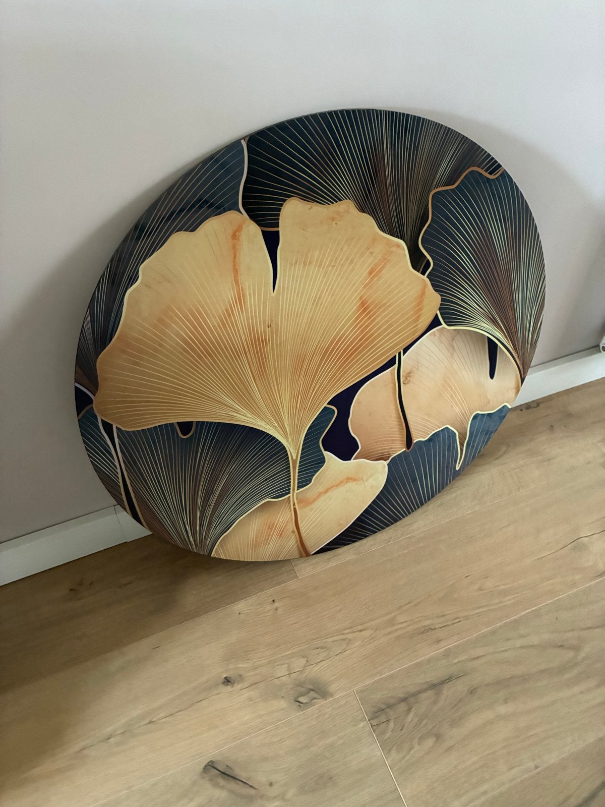 Modern Schilderij Bladeren - Rond, 70cm Diameter, Ophalen
