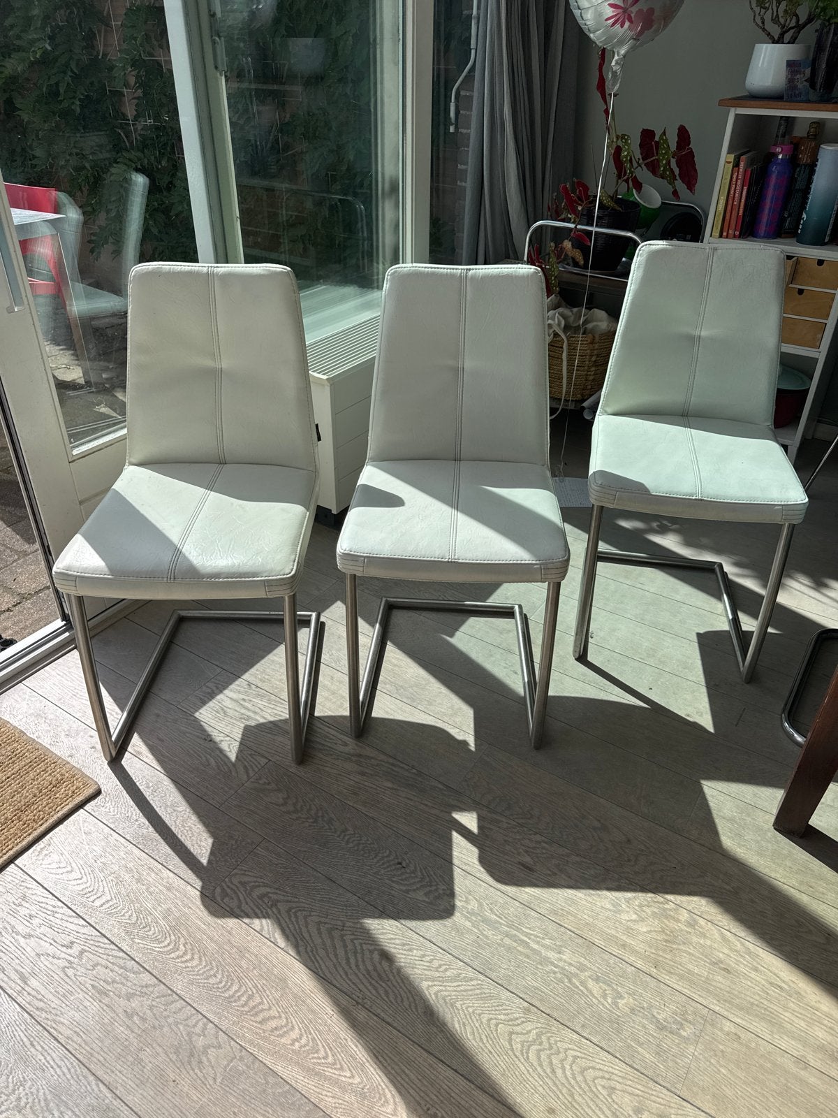 6 Henders & Hazel HH22 eetkamerstoelen, gebroken wit kunstle, Huis en Inrichting, Stoelen, Ophalen, Gebruikt, Wit, Leer