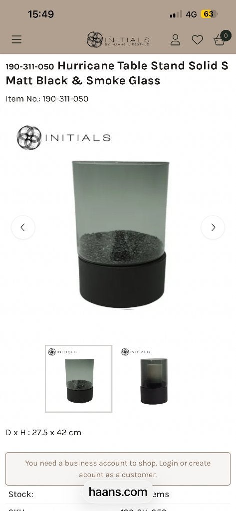 Hurricane Table Stand Solid S Matt Black & Smoke Glass, Ophalen, Nieuw