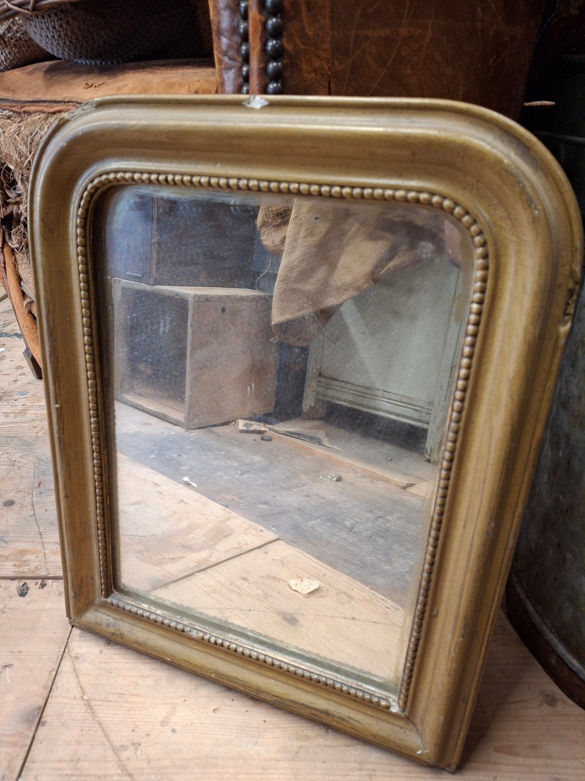 Oude spiegel kapspiegel brocante, Ophalen of Verzenden, Rechthoekig, Minder dan 50 cm