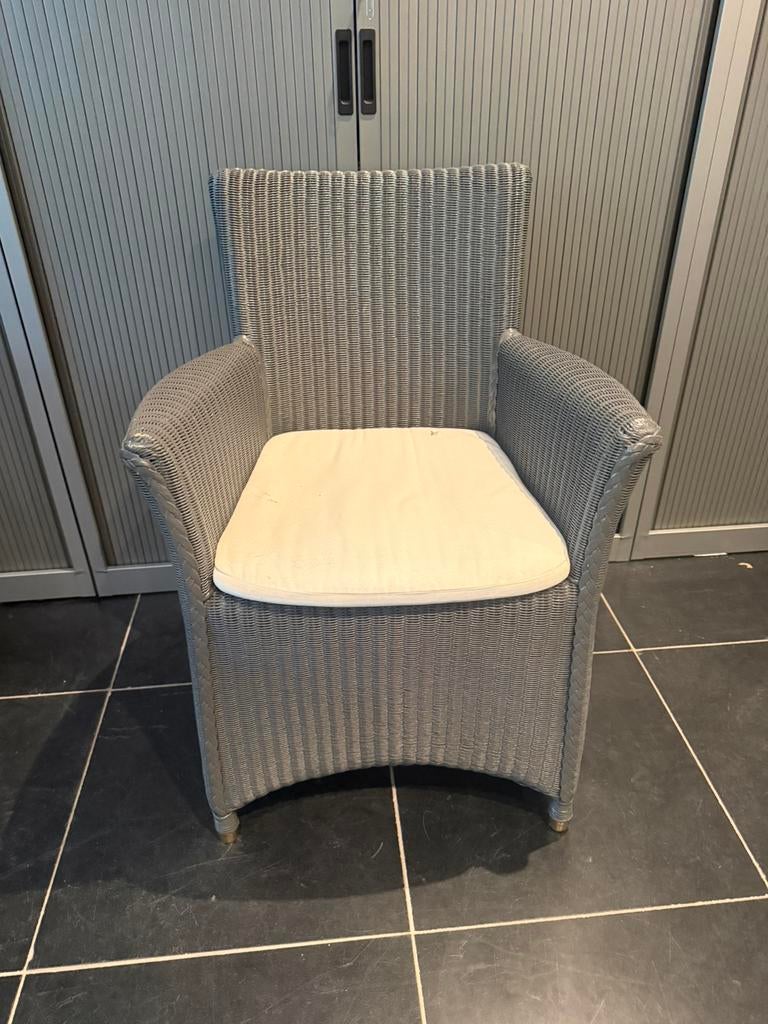 6 stuks Lloyd Loom eetkamer stoelen, Gebruikt, Ophalen of Verzenden, Grijs, Vijf, Zes of meer stoelen