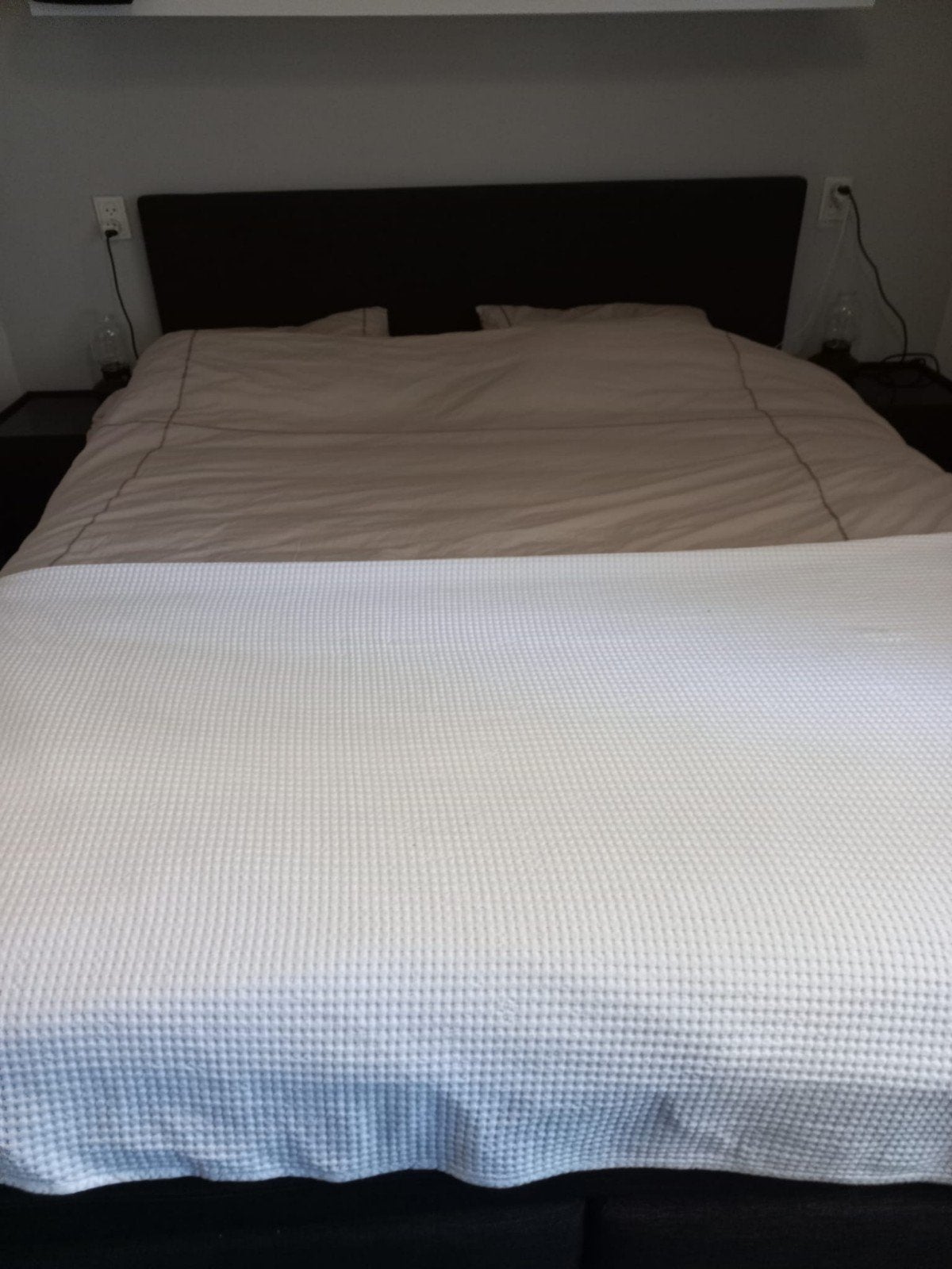 Boxspring 180x220 met 2 nachtkastjes - Grijs, Ophalen