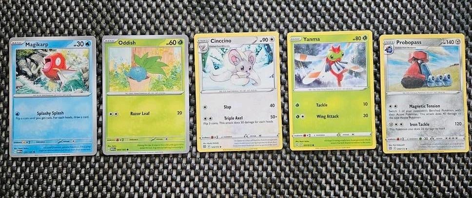 Pokémon kaarten Magikarp, Oddish, Cinccino, Yanma, Probopass, Ophalen of Verzenden