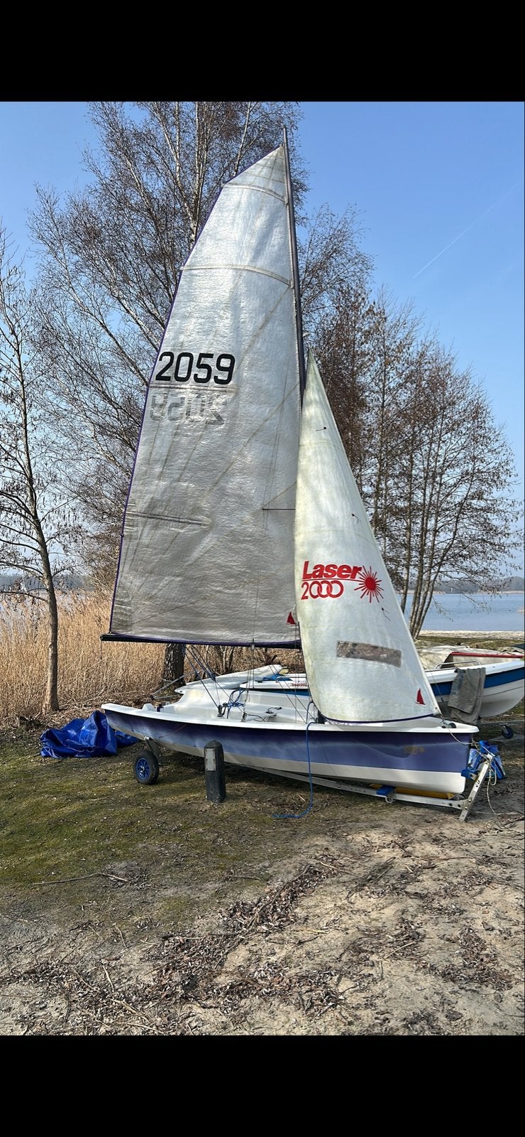 Laser2000 zeilboot inclusief strandtrailer, Watersport en Boten, Ophalen, Gebruikt, Laser, Polyester