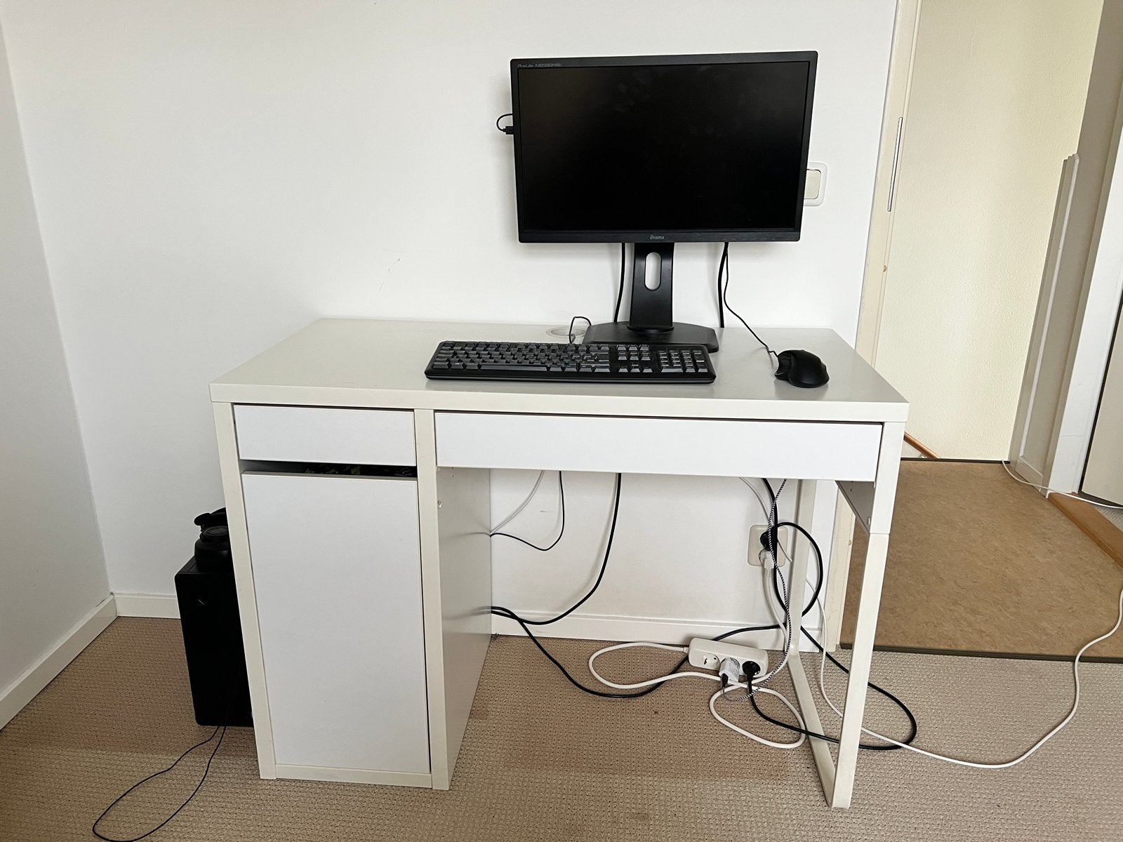 IKEA Micke bureau wit met lade en kastje, Ophalen, Gebruikt, Met lades, Spaanplaat of MDF