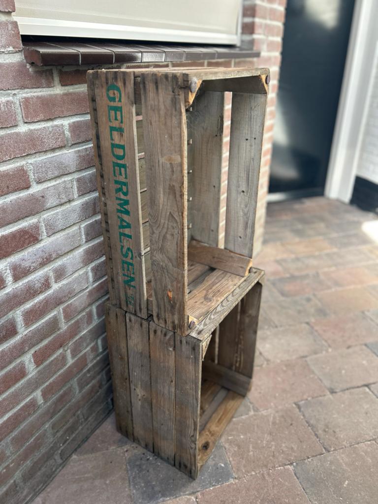 Vintage houten fruitkisten - decoratief en praktisch, Doe-het-zelf en Verbouw, Kratten en Dozen, Gebruikt, Krat, Minder dan 50 cm