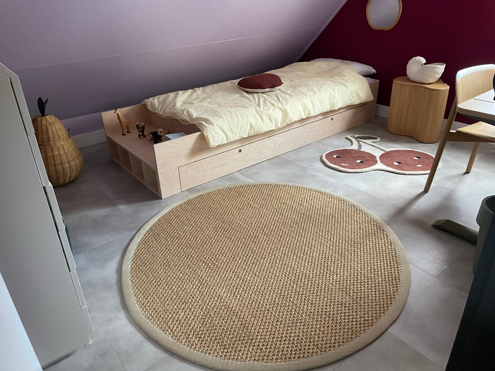 Rond jute vloerkleed - Zo goed als nieuw, 100 tot 150 cm, Beige, Rond, Sisal