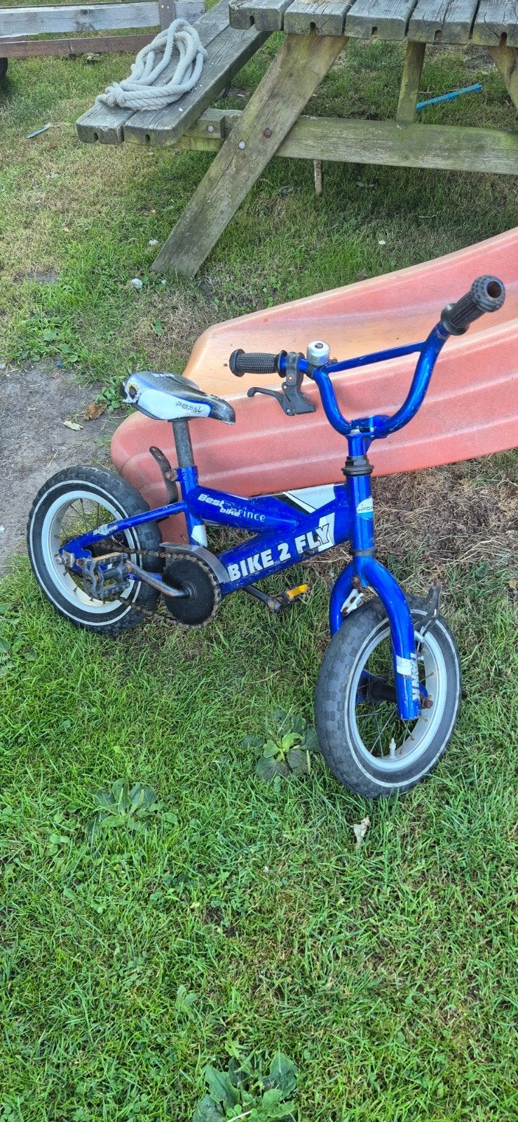 Blauwe crossfiets voor de kleinsten - 'Bike 2 Fly', Fietsen en Brommers, Fietsen | Crossfietsen en BMX, Gebruikt, Staal, Velgrem