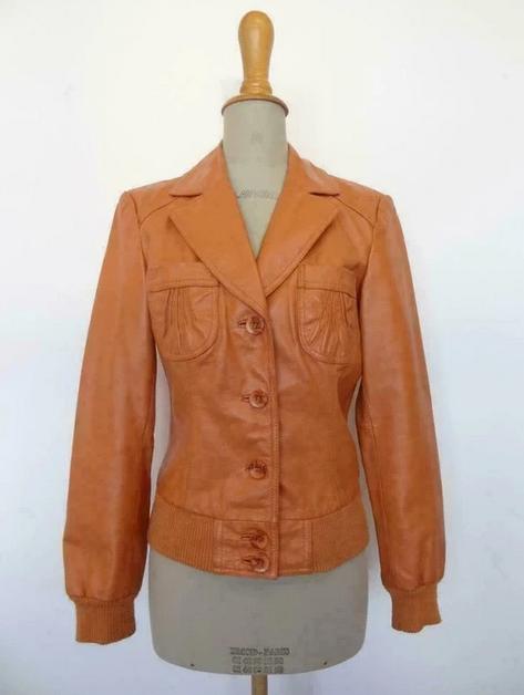 Oranje leren jasje van Vero Moda maat M, Maat 38/40 (M), Vero Moda, Oranje, Ophalen of Verzenden