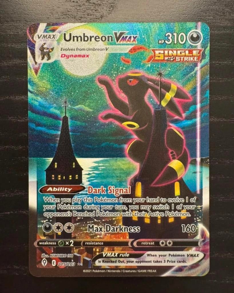 Raw grail Umbreon VMAX Evolving Skies alt art Pokemon card, Ophalen, Zo goed als nieuw, Losse kaart, Foil
