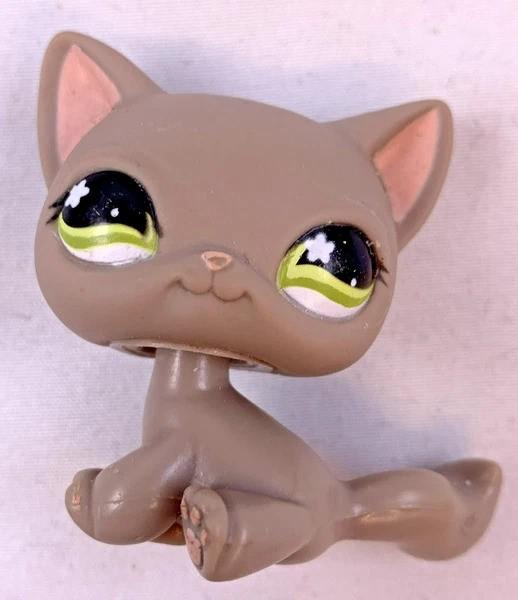 Littlest Pet Shop Hasbro LPS #467 Kat Grijs Groene ogen, Verzamelen, Poppetjes en Figuurtjes, Zo goed als nieuw, Verzenden
