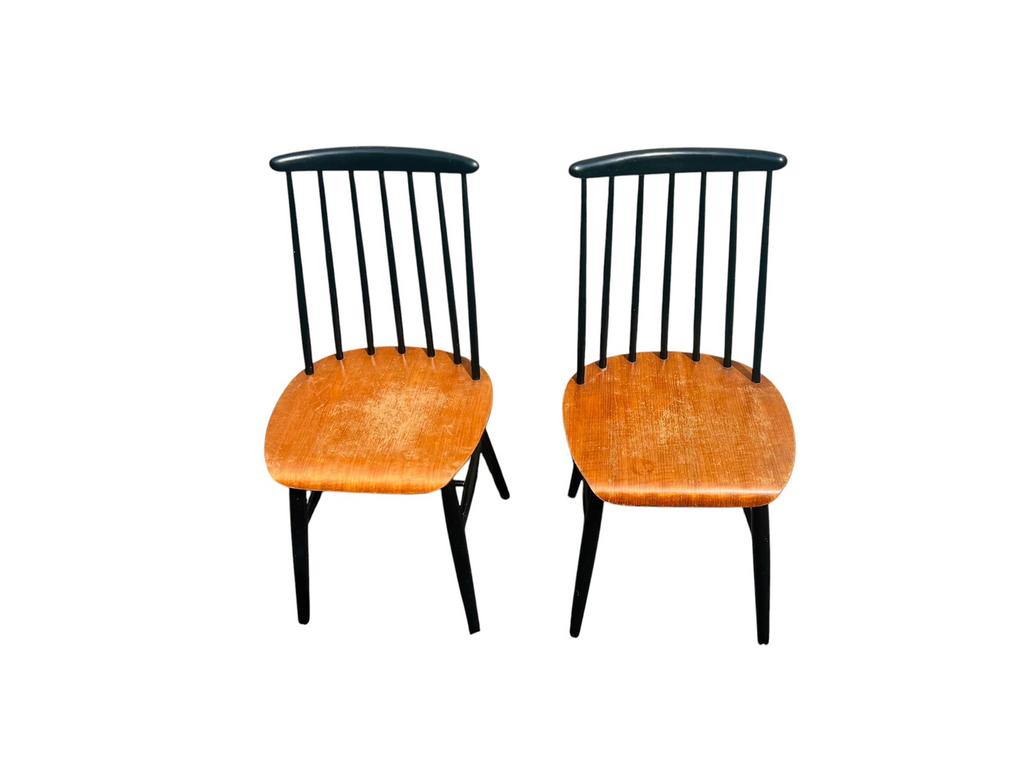 Vintage spijlenstoelen | stoelen Tapiovaara stijl jaren 60, Gebruikt, Twee, Vintage retro mcm tapiovaara stijl, Zwart