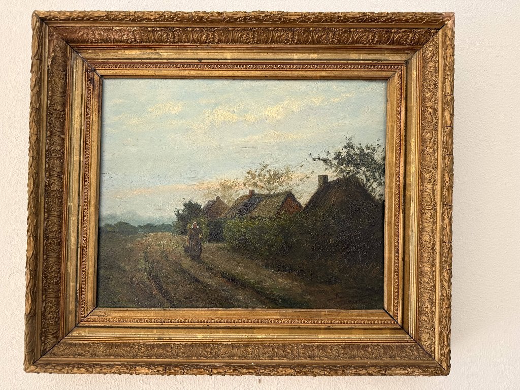Olieverfschilderij Hollands landschap, Ophalen, Landschap