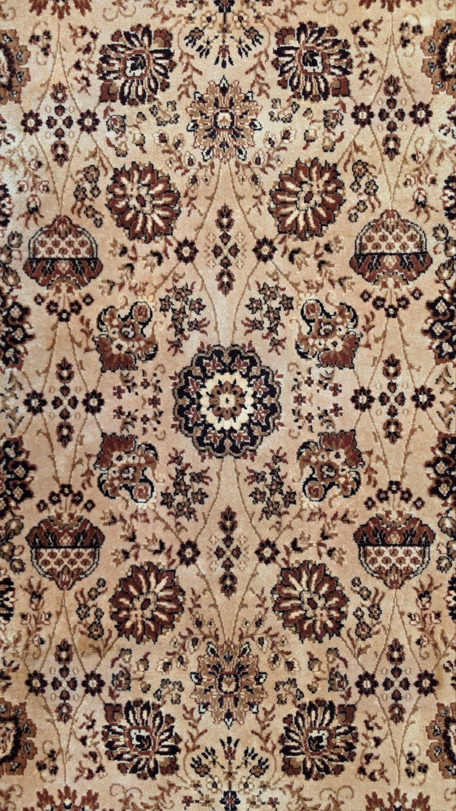 Vintage oosters wol Retro vloerkleed floral Beige 197x297cm, Gebruikt, Beige, 150 tot 200 cm, 200 cm of meer