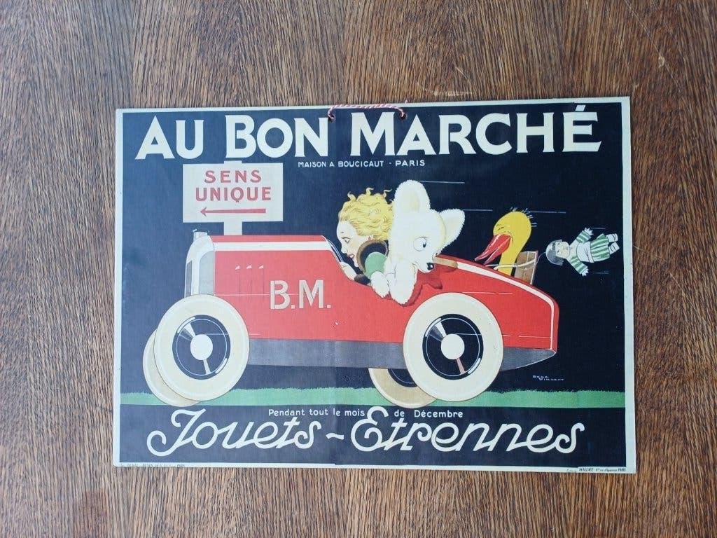 reclamebord AU BON MARCHÉ reclame bord vintage car retro, Ophalen of Verzenden, Huis en Inrichting