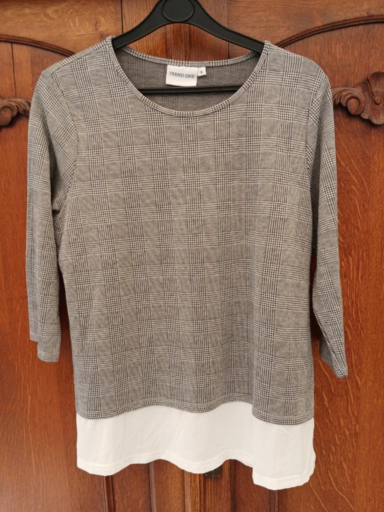 Trend One Grijs/Wit Shirt Maat XL, Kleding | Dames, T-shirts, Maat 46/48 (XL) of groter, Ophalen of Verzenden, Trend One, Lange mouw