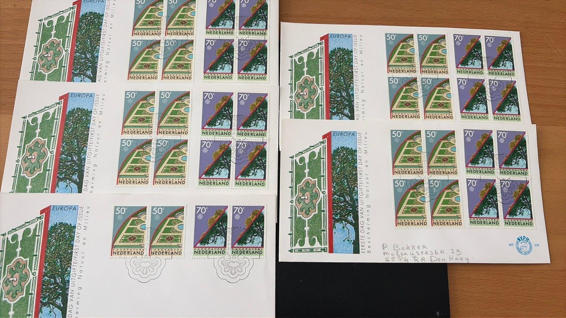 Fdc 235 anders geplakt. 5x, Ophalen of Verzenden, Beschreven, Nederland