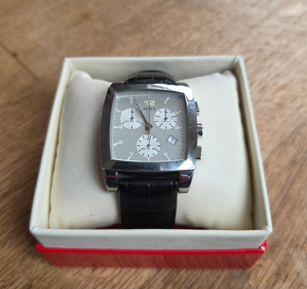 ZWITERS ALFEX HERENHORLOGE MODEL 5461, Overige merken, Leer, Staal, Polshorloge