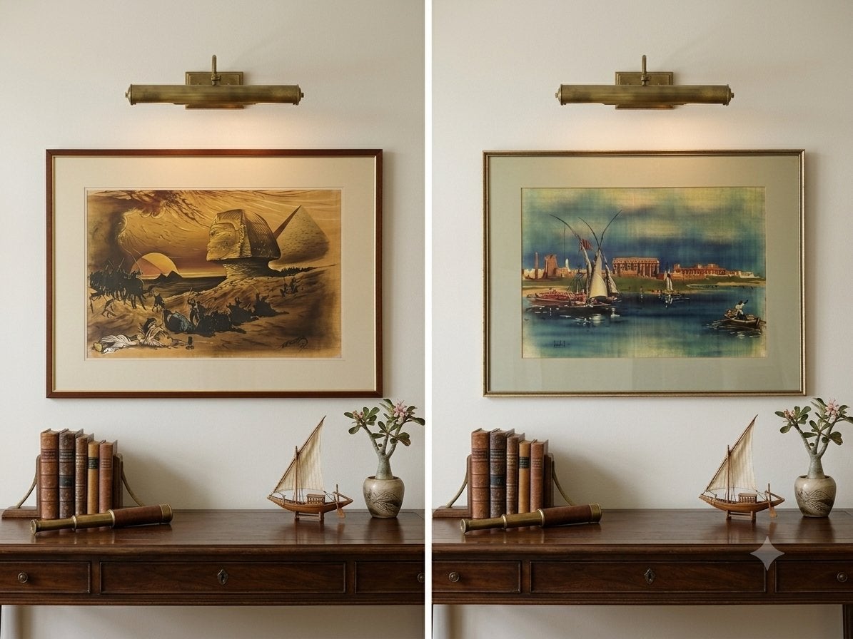 Twee Egyptische schilderijen uit Caïro, ca. 1980, Antiek en Kunst, Ophalen, Maritiem / water, Ingelijst, Vintage