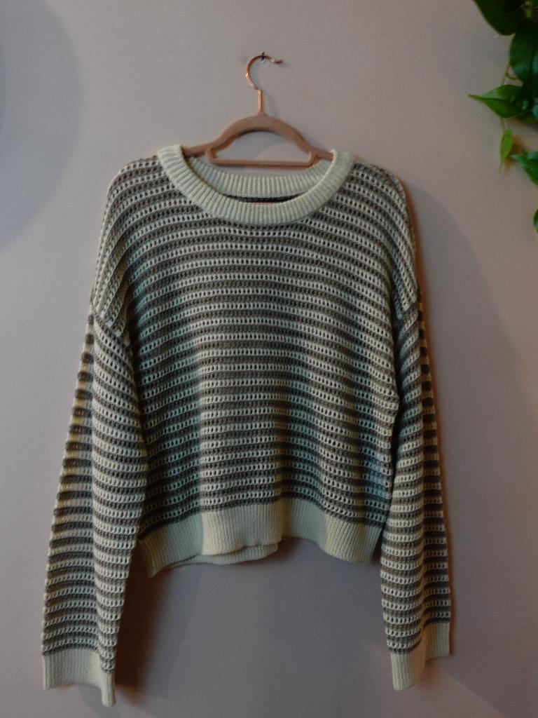 Vero Moda Gebreide Open Knit Trui Beige Bruin Gestreept L, Vero Moda, Beige, Maat 42/44 (L), Ophalen of Verzenden