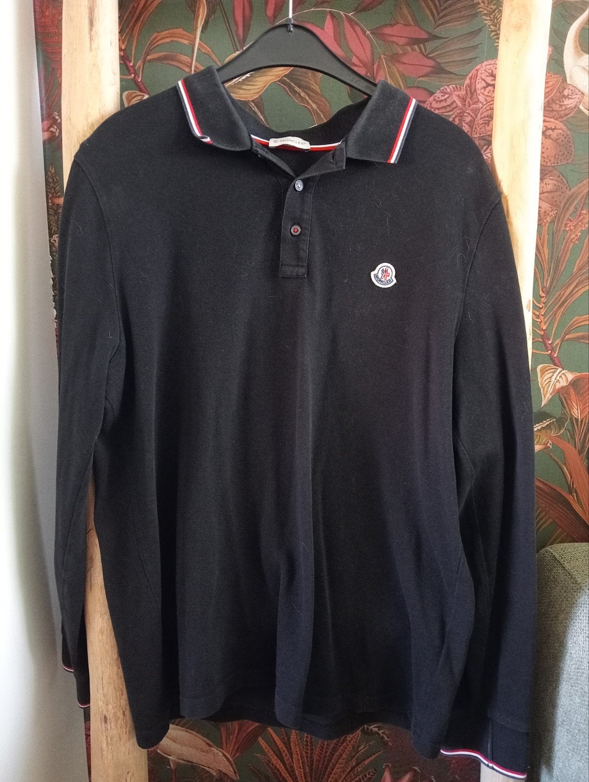 Moncler longsleeve polo zwart XL, Moncler, Zwart, Maat 56/58 (XL), Ophalen of Verzenden