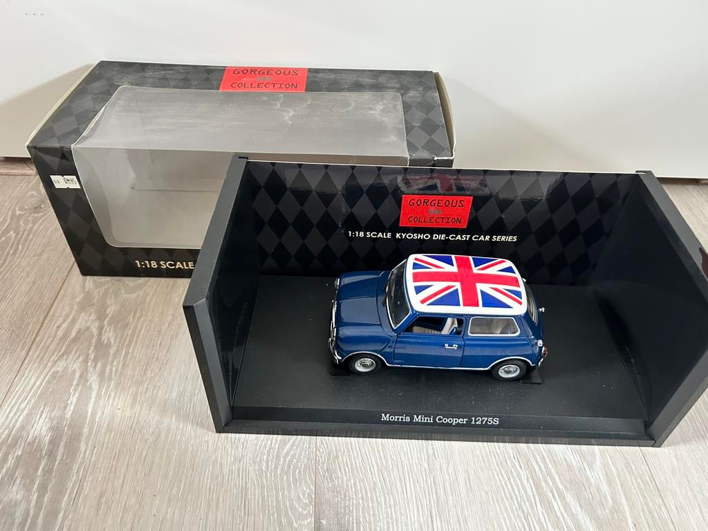 1:18 Kyosho Morris Mini Cooper 1275S Blauw In originele doos, Ophalen of Verzenden, Zo goed als nieuw, Auto, Kyosho