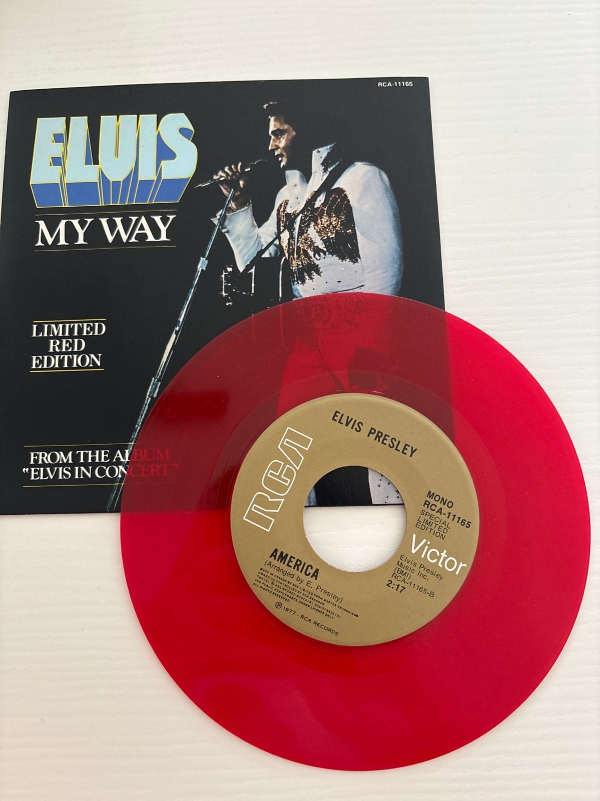 Elvis Presley - My Way / America - Rode Limited Edition 45 r, Ophalen of Verzenden, Zo goed als nieuw, Cd of Plaat