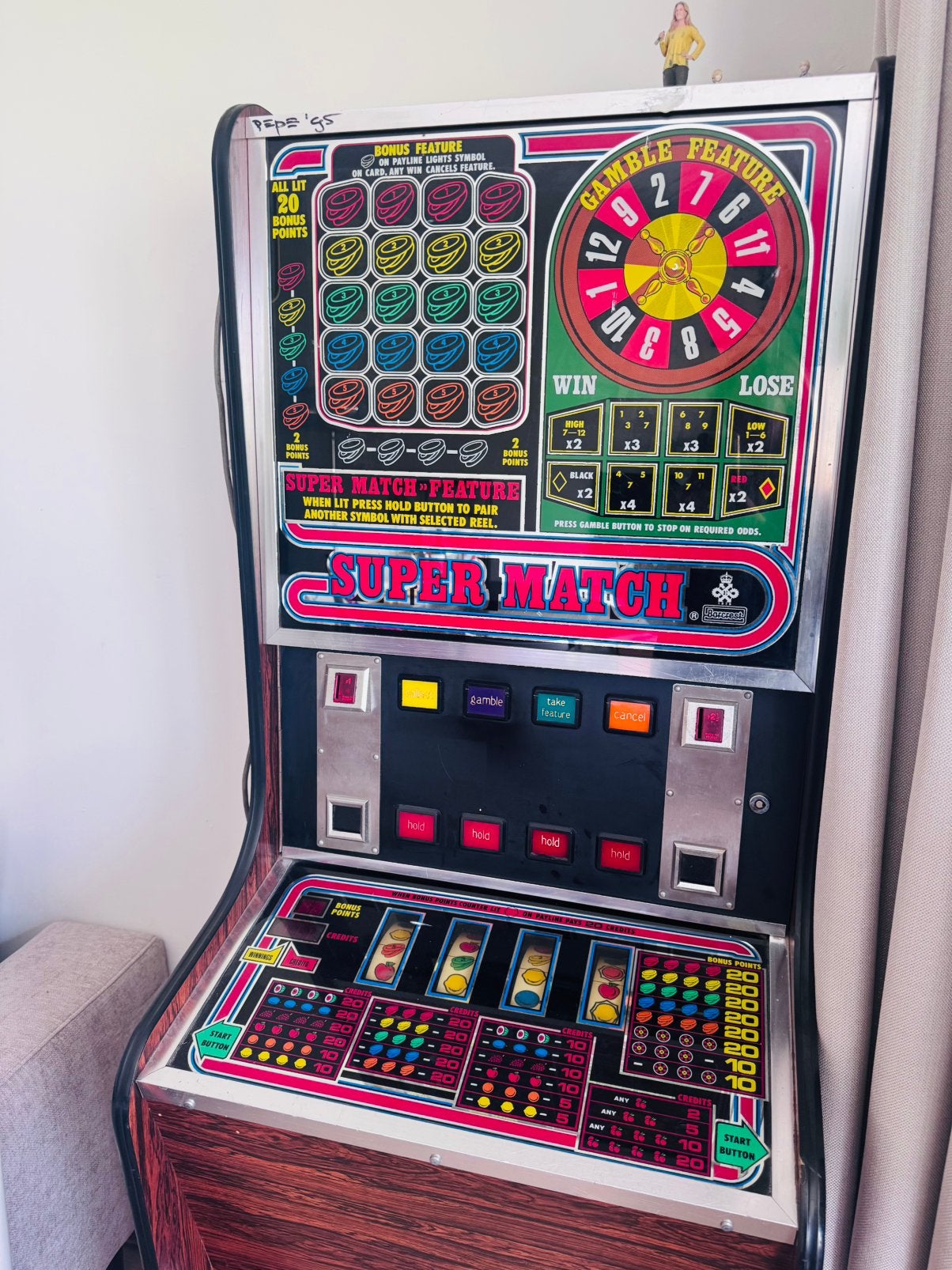 Vintage Barcrest Super Match fruitautomaat, Verzamelen, Automaten | Gokkasten en Fruitautomaten, Gulden, Ophalen, Gebruikt