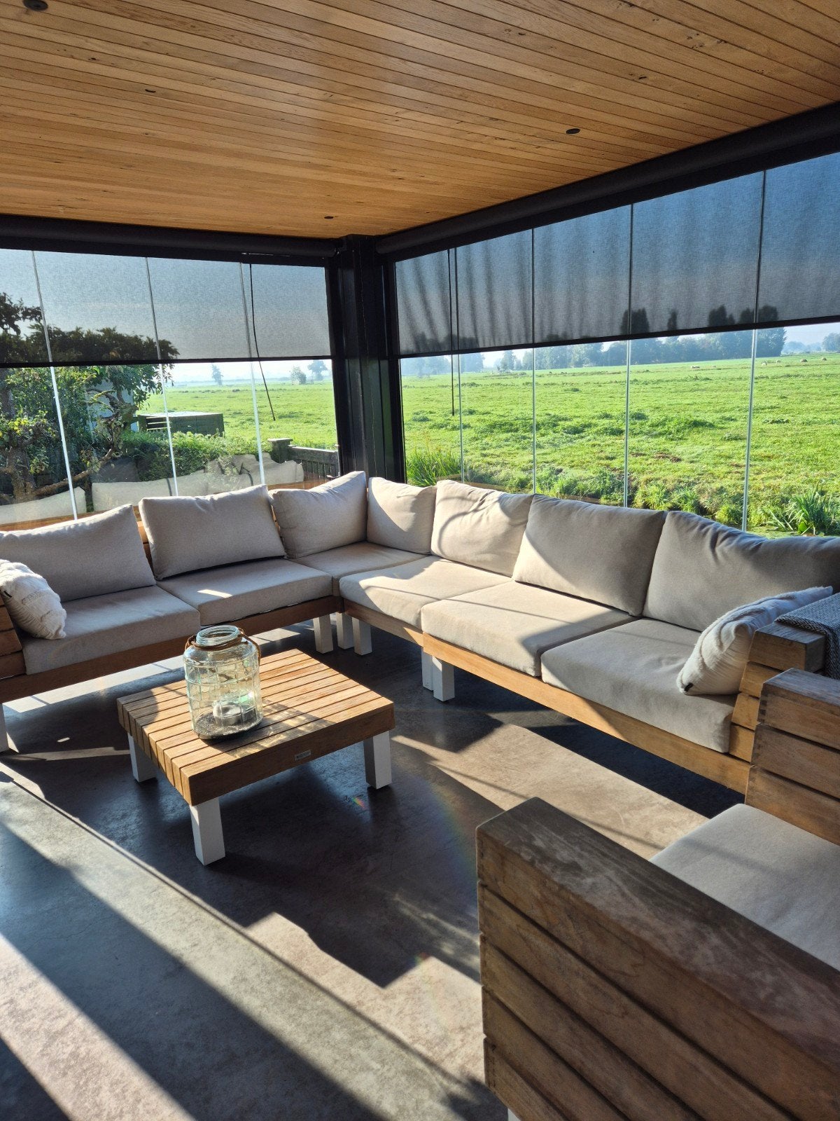 Life Style Garden Teakhouten Loungeset - Off White Kussens, Ophalen, Gebruikt, Meer dan 8 zitplaatsen, Teakhout
