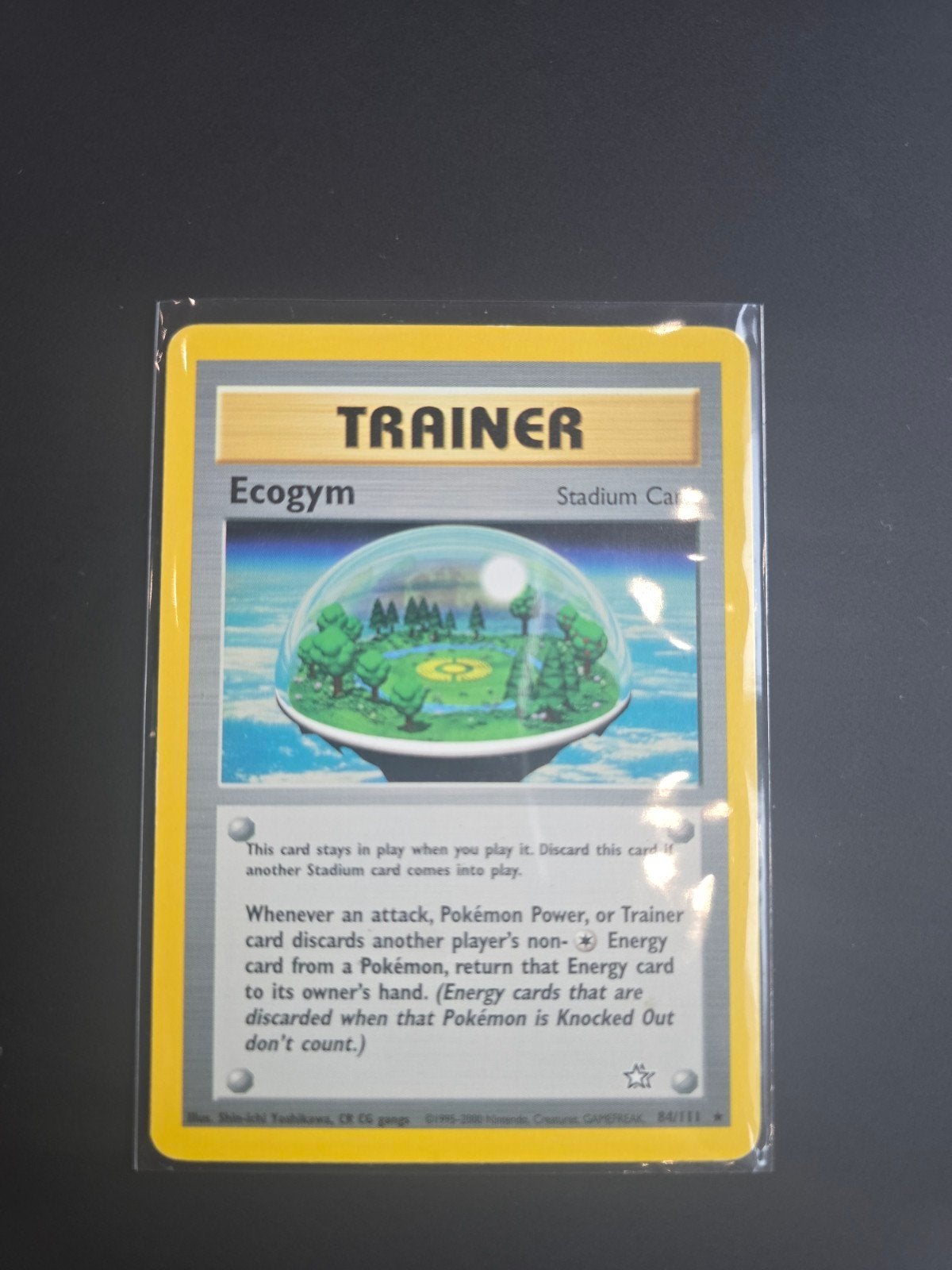 Ecogym #84 Pokémon Neo Genesis Stadium Card, Hobby en Vrije tijd, Verzamelkaartspellen | Pokémon, Zo goed als nieuw, Losse kaart