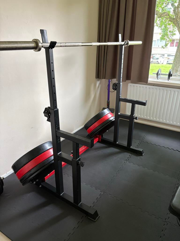 Tectake Squat Rack - Verstelbaar Halterrek met Veiligheidsre, Ophalen, Gebruikt, Krachtstation, Metaal