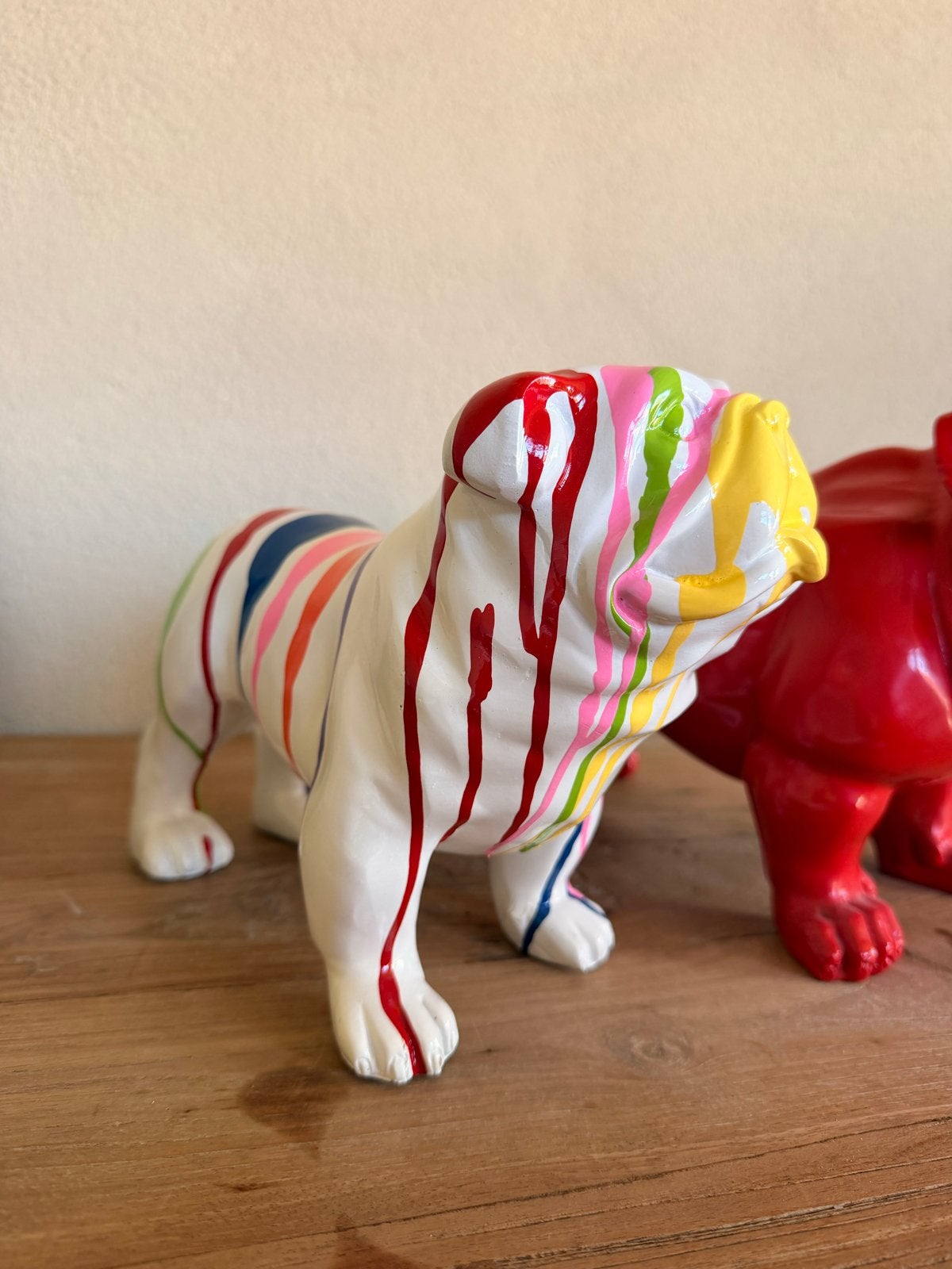 2 designer Bulldog beelden in 2 formaten, Kunststof, Ophalen of Verzenden, Zoogdier, 20 - 50 cm