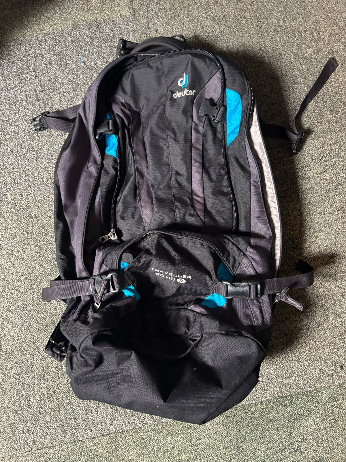 Deuter Traveller 60+10 SL Backpack - Zwart/Blauw, Ophalen of Verzenden, Gebruikt, Zwart, Overige typen