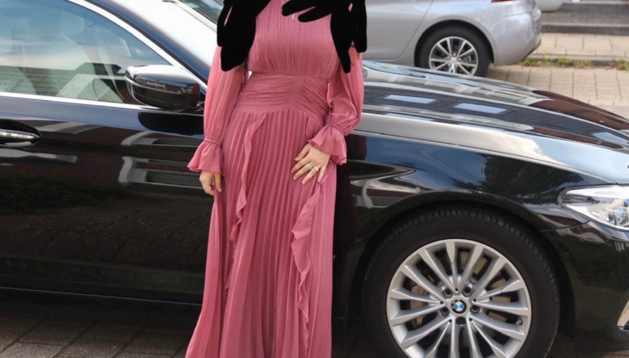Asos lange roze jurk met lange mouwen, Ophalen of Verzenden, Zo goed als nieuw, Roze, Maat 36 (S)