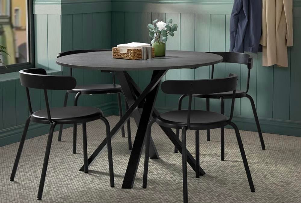 Moderne ronde eettafel mariedamm ikea, Ophalen, 100 tot 150 cm, Rond, 50 tot 100 cm