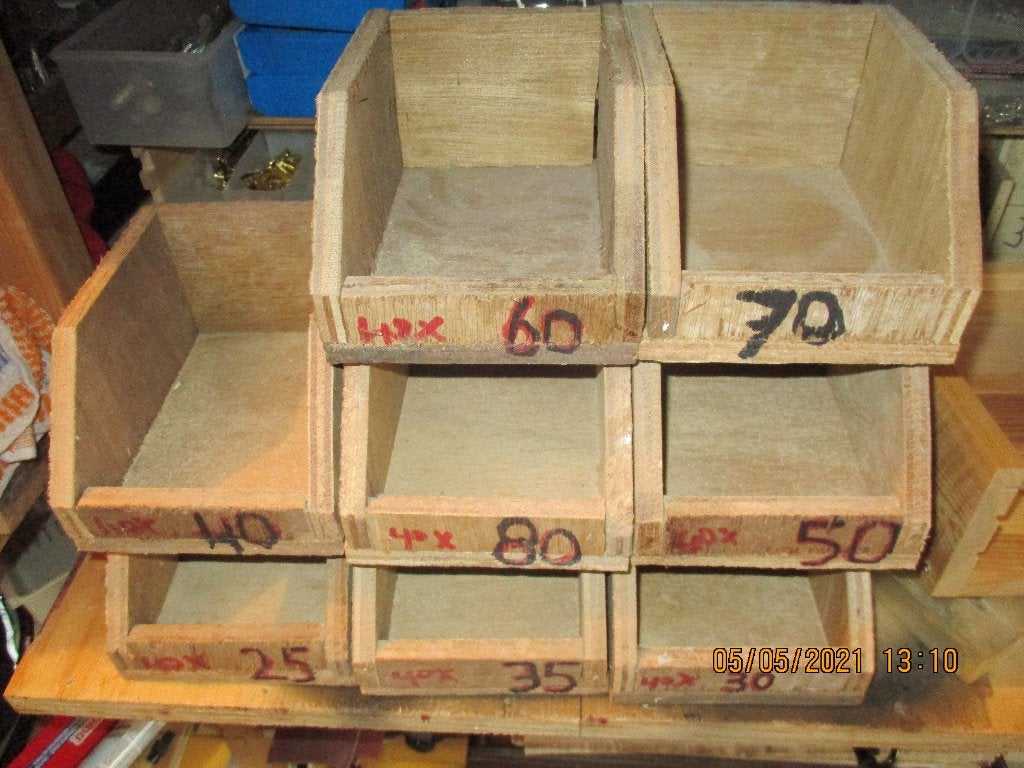 10 houten sorteerbakken, Ophalen of Verzenden, Gebruikt