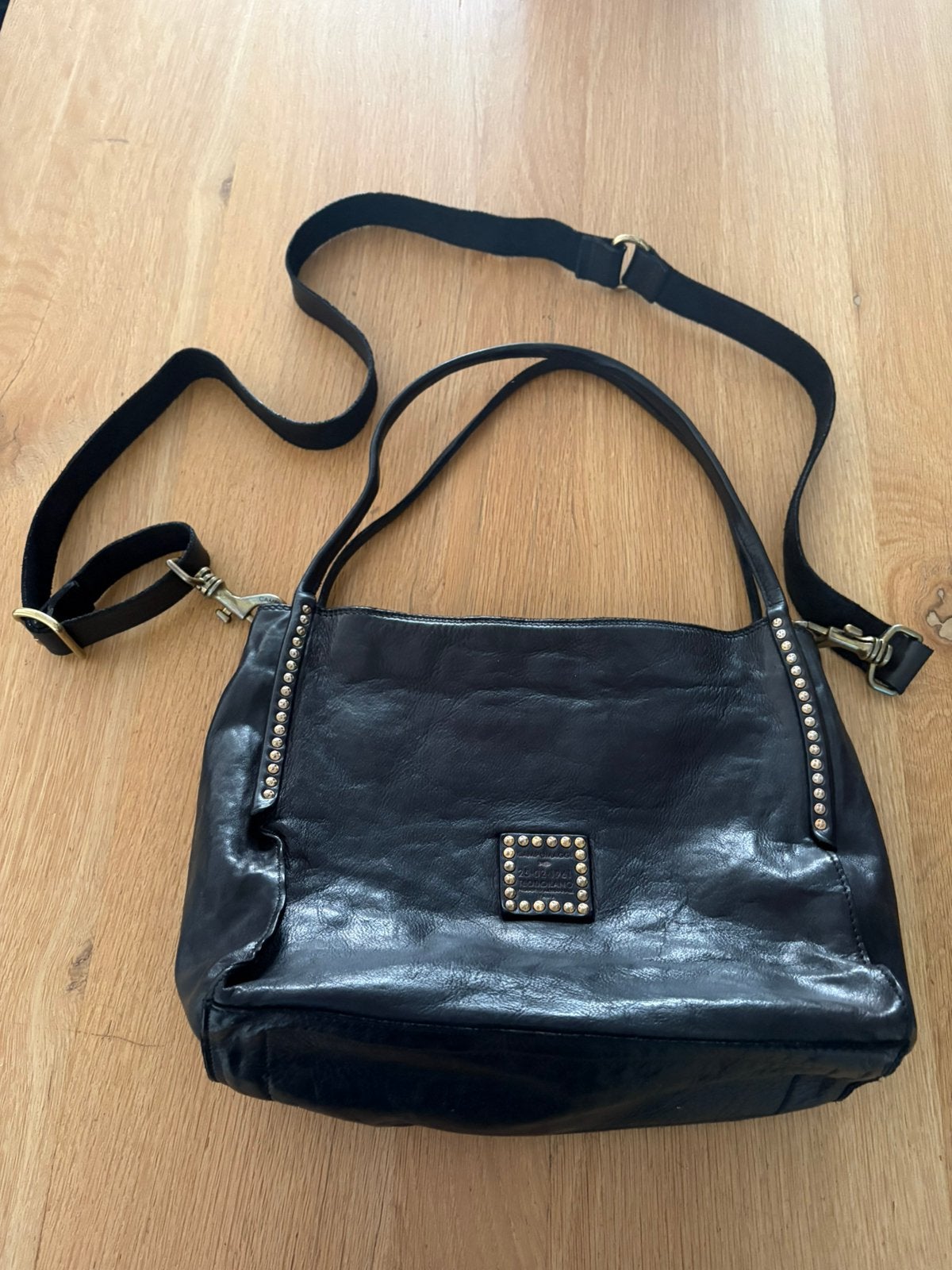 Zwart leren compomaggi tas Viola., Ophalen of Verzenden, Zo goed als nieuw, Zwart