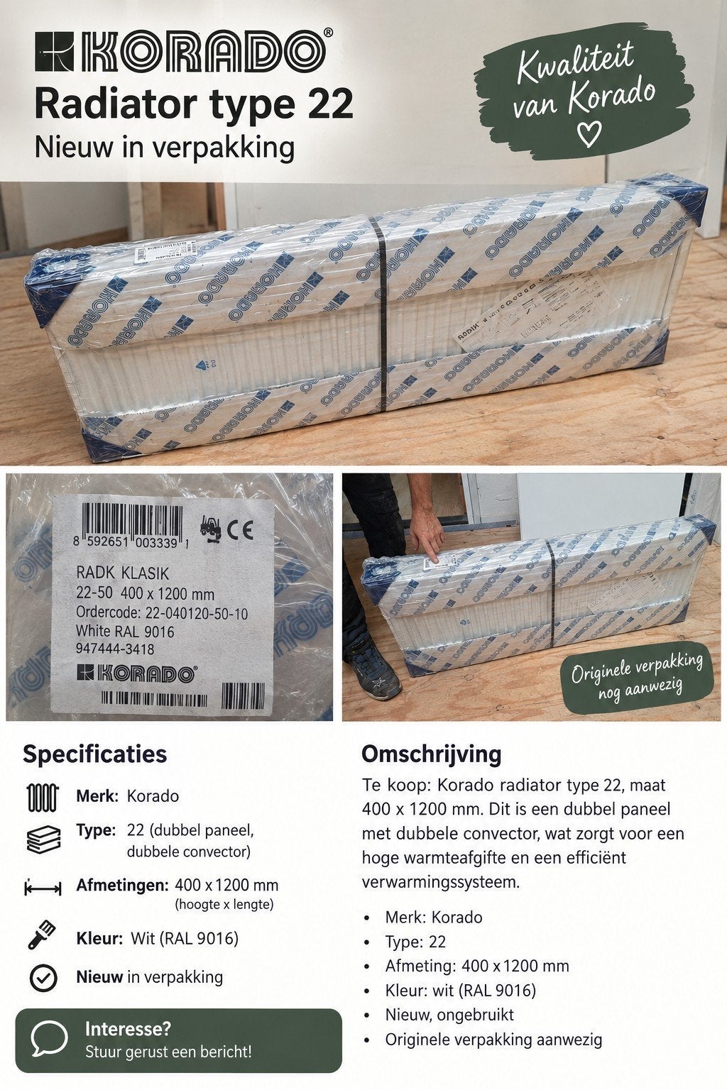 Korado Radiator Type 22 - Nieuw in verpakking, Ophalen, Nieuw