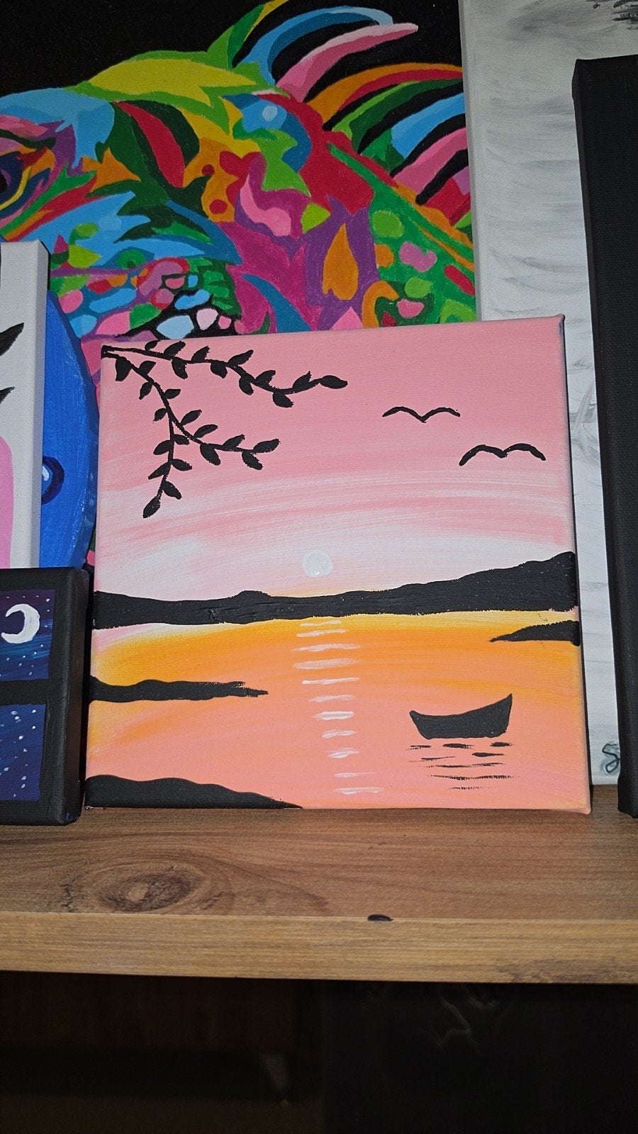 Zonsondergang Schilderij - Handgemaakte Kunst, Ophalen of Verzenden