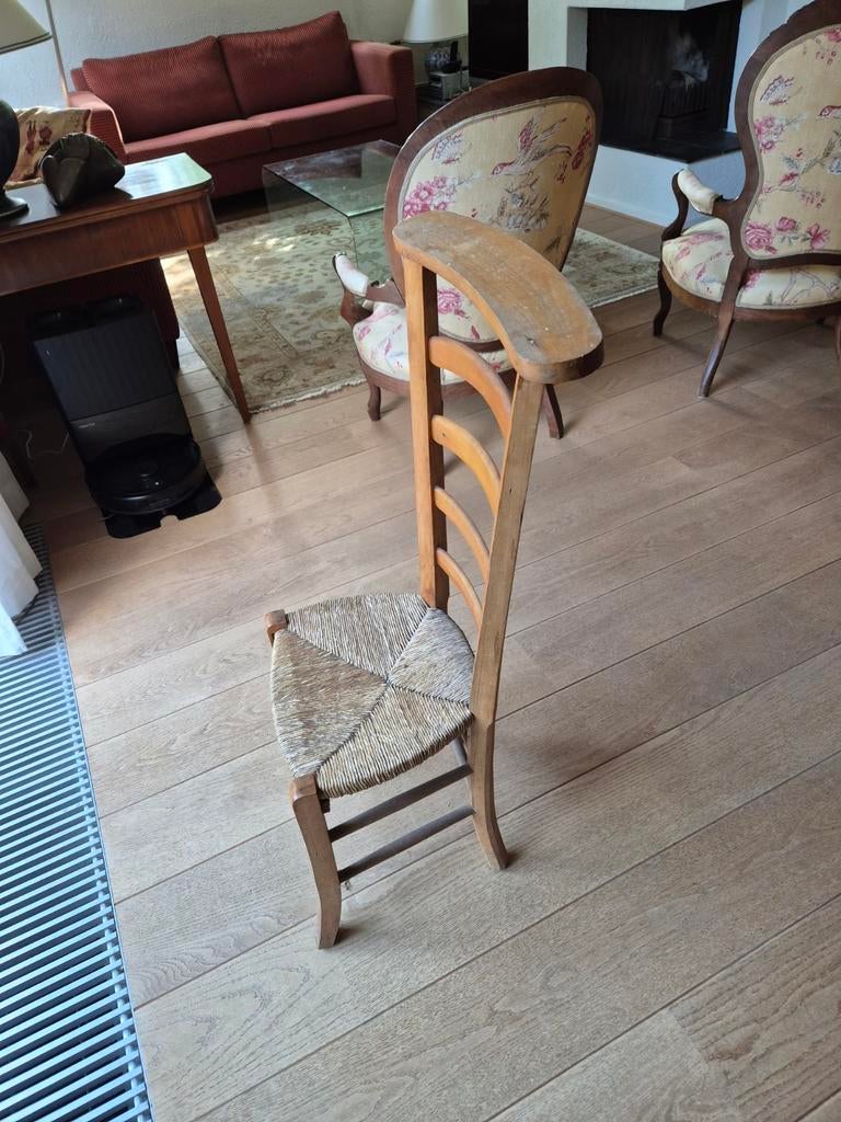 Antieke bidstoel met rieten zitting, Antiek en Kunst, Ophalen