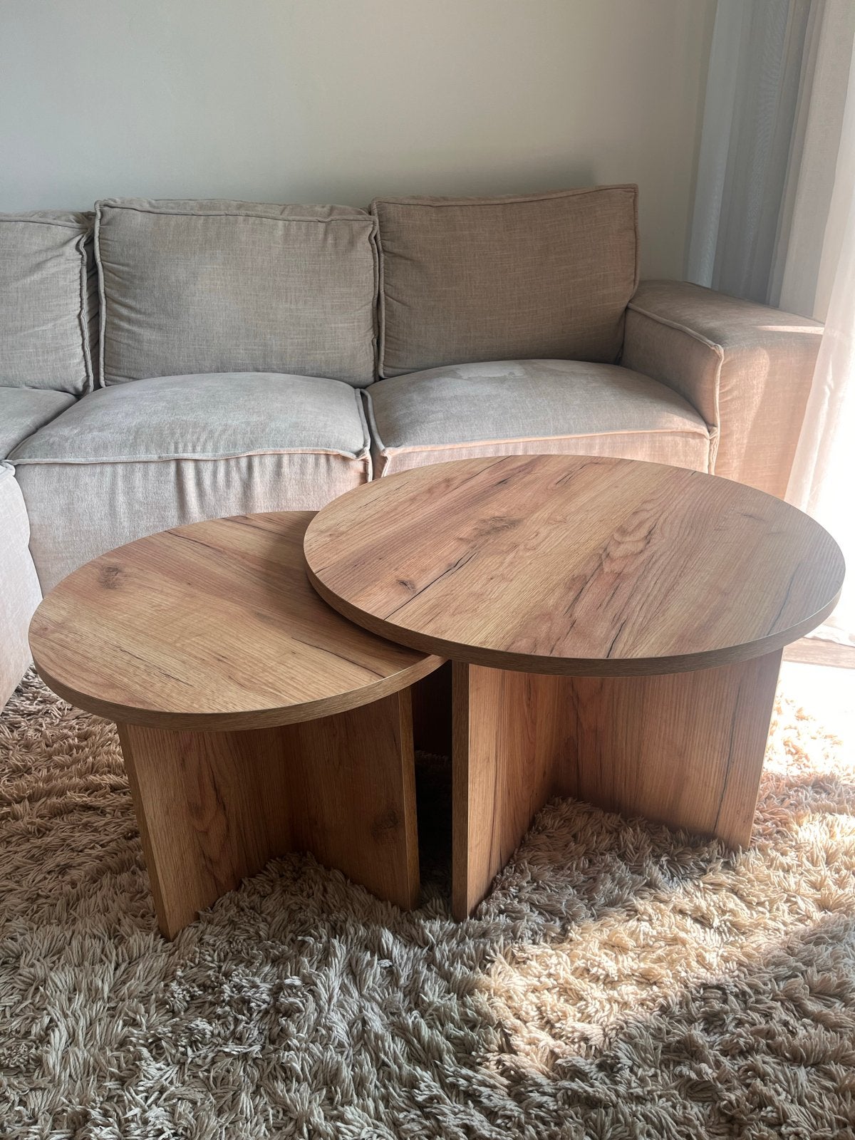 Salontafel set - 2 ronde tafels (70cm & 55cm), Huis en Inrichting, Tafels | Salontafels, Ophalen, Gebruikt, Rond, 50 tot 100 cm