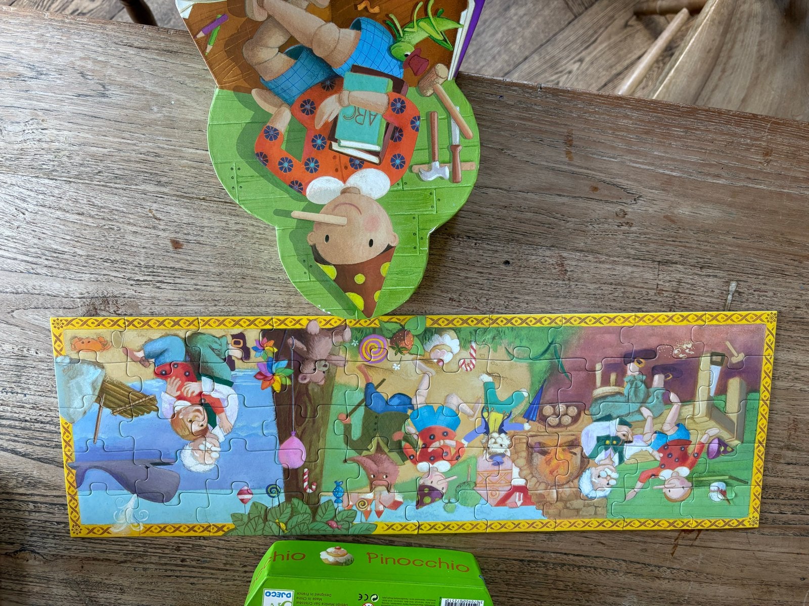 Djeco Pinocchio puzzel 50 stukjes, Ophalen of Verzenden, 10 tot 50 stukjes, Gebruikt, 6 jaar of ouder