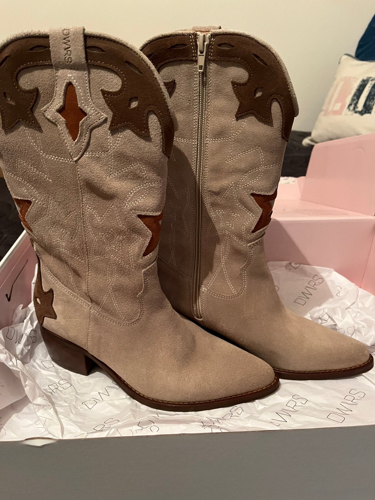 Cowboy laarzen nieuw maat 37, Hoge laarzen, Beige, Nieuw, Ophalen of Verzenden