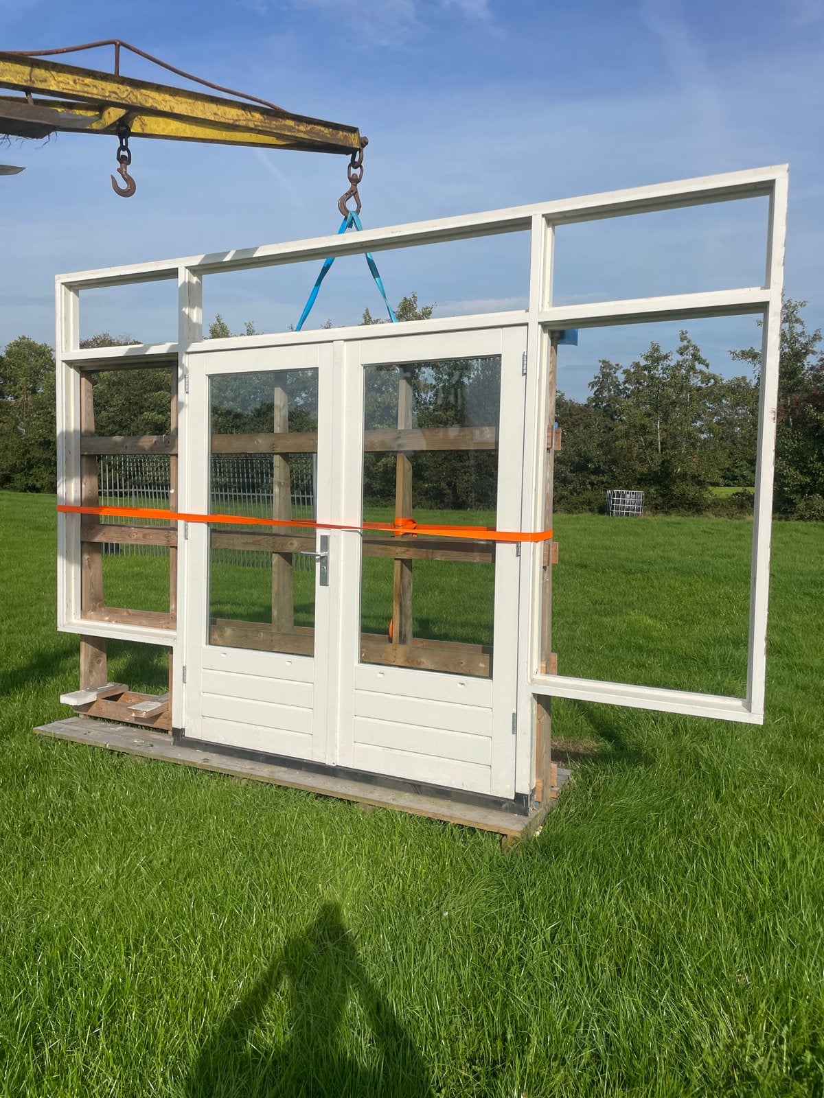 Dubbele tuindeuren met kozijn en zijlichten, 120 cm of meer, Ophalen of Verzenden, 200 tot 215 cm, Hout