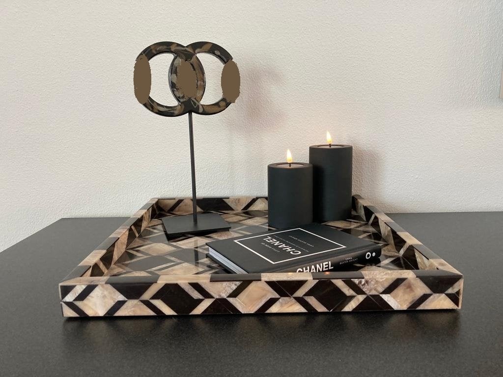 Colmore luxe deco plateau brown/gold/black 40x40 cm Nieuw, Ophalen of Verzenden, Nieuw, Vierkant, Hout